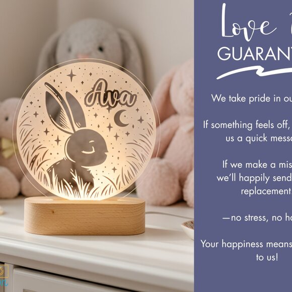 Personalized Bunny Light | LED Cloud Name Sign for Kids’ Bedrooms - Picture 6 of 8